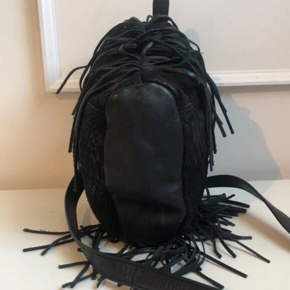 Ash Bo Black Python-Embossed Fringe Crossbody - Picture 5 of 15